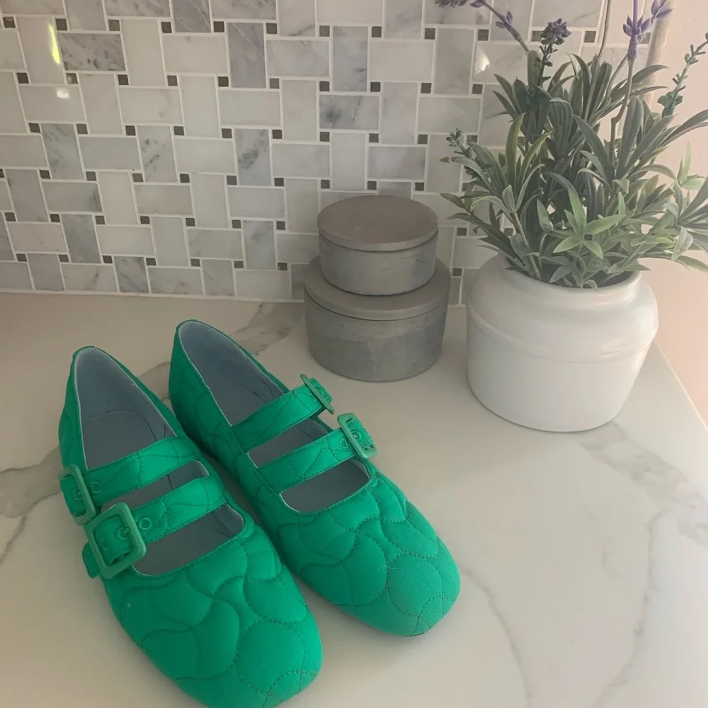 Camper Green Quilted Mary Jane Flats - Picture 5 of 7